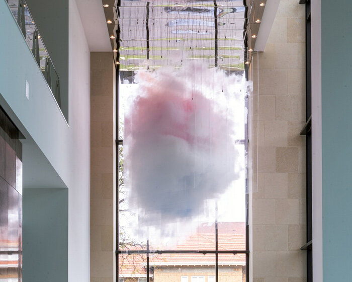 artist david spriggs suspends 'astra' installation as an ephemeral cloud of transparent planes